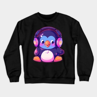 Cute Penguin with headphones Crewneck Sweatshirt